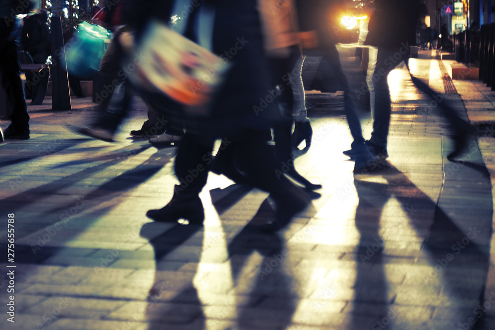 People crossing the street at night People crossing the street at night