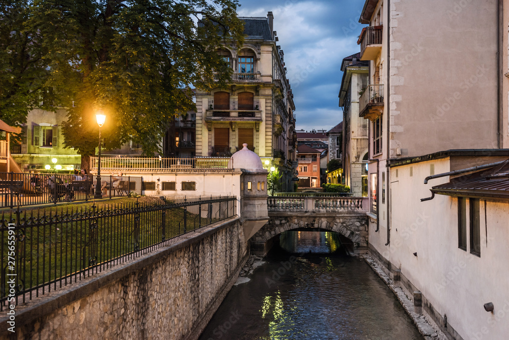 Annecy Thiou River Canals in Evening