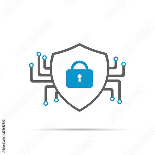 Cyber security icon with shadow