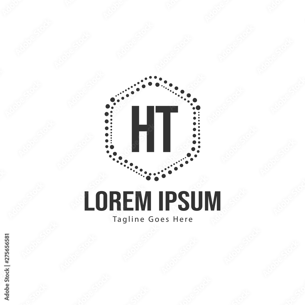 Fototapeta premium Initial HT logo template with modern frame. Minimalist HT letter logo vector illustration