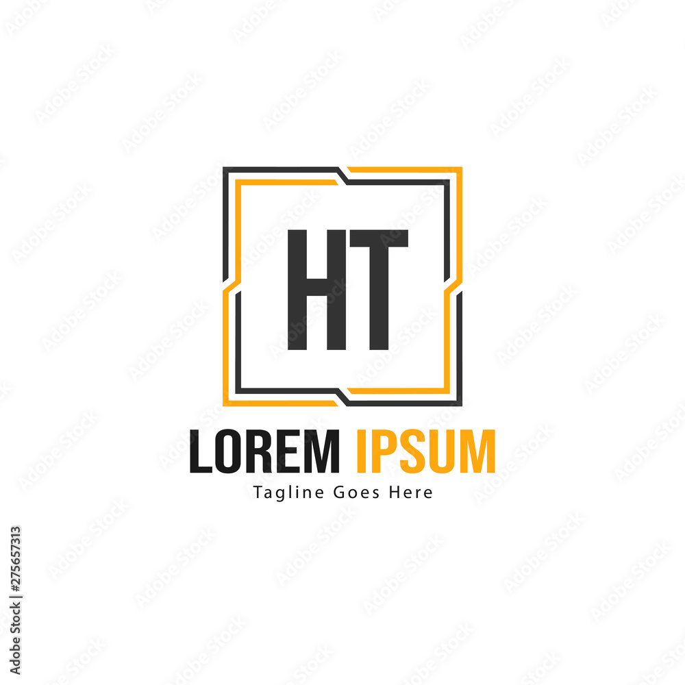 Initial HT logo template with modern frame. Minimalist HT letter logo vector illustration