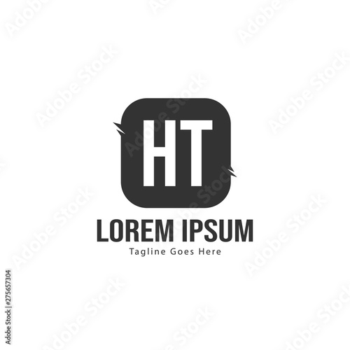 Initial HT logo template with modern frame. Minimalist HT letter logo vector illustration