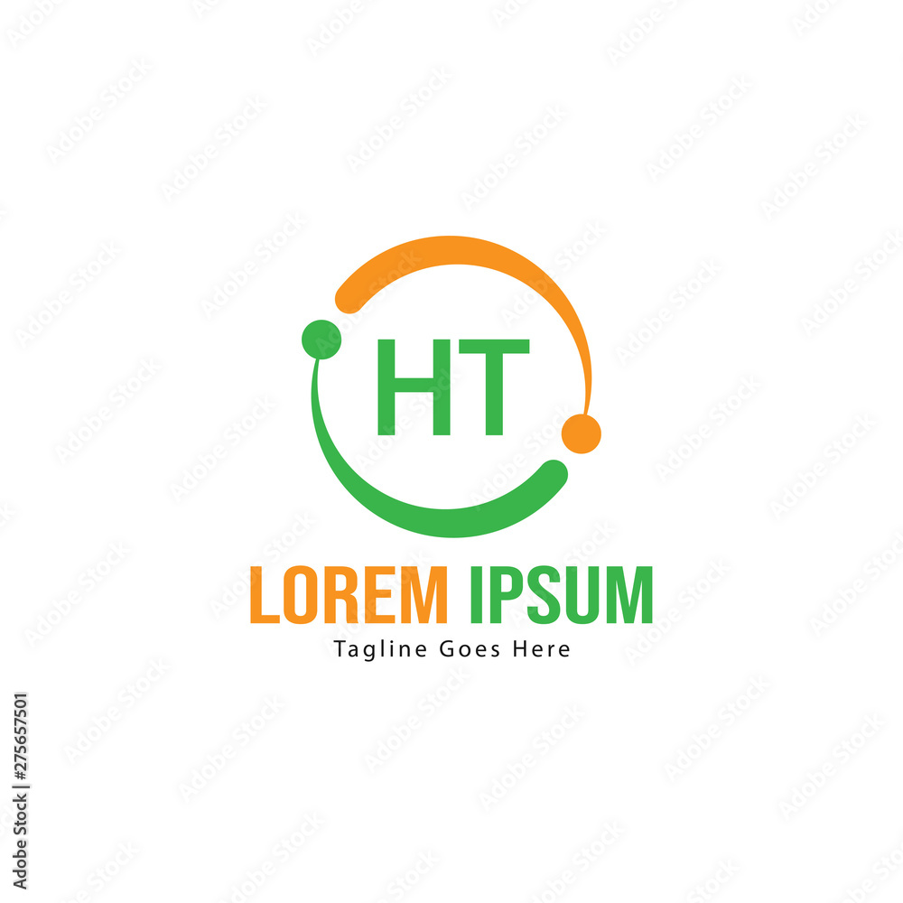 Initial HT logo template with modern frame. Minimalist HT letter logo vector illustration
