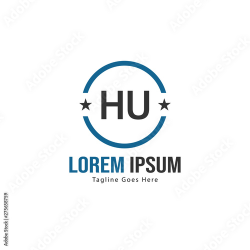 Initial HU logo template with modern frame. Minimalist HU letter logo vector illustration © Robani