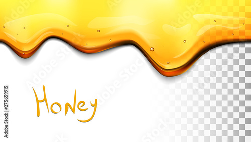 Transparent Horizontal Seamless Flow Down Dripping Honey