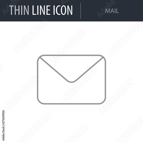 Symbol of Mail. Thin line Icon of Multimedia. Stroke Pictogram Graphic for Web Design. Quality Outline Vector Symbol Concept. Premium Mono Linear Beautiful Plain Laconic Logo