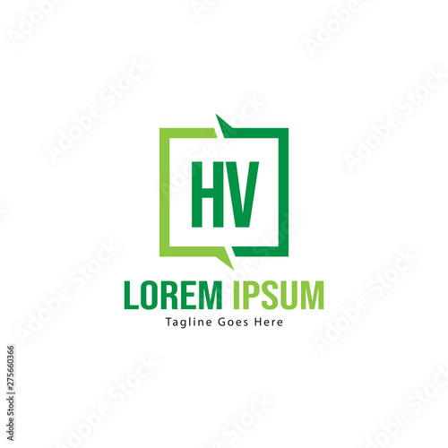 Initial HV logo template with modern frame. Minimalist HV letter logo vector illustration