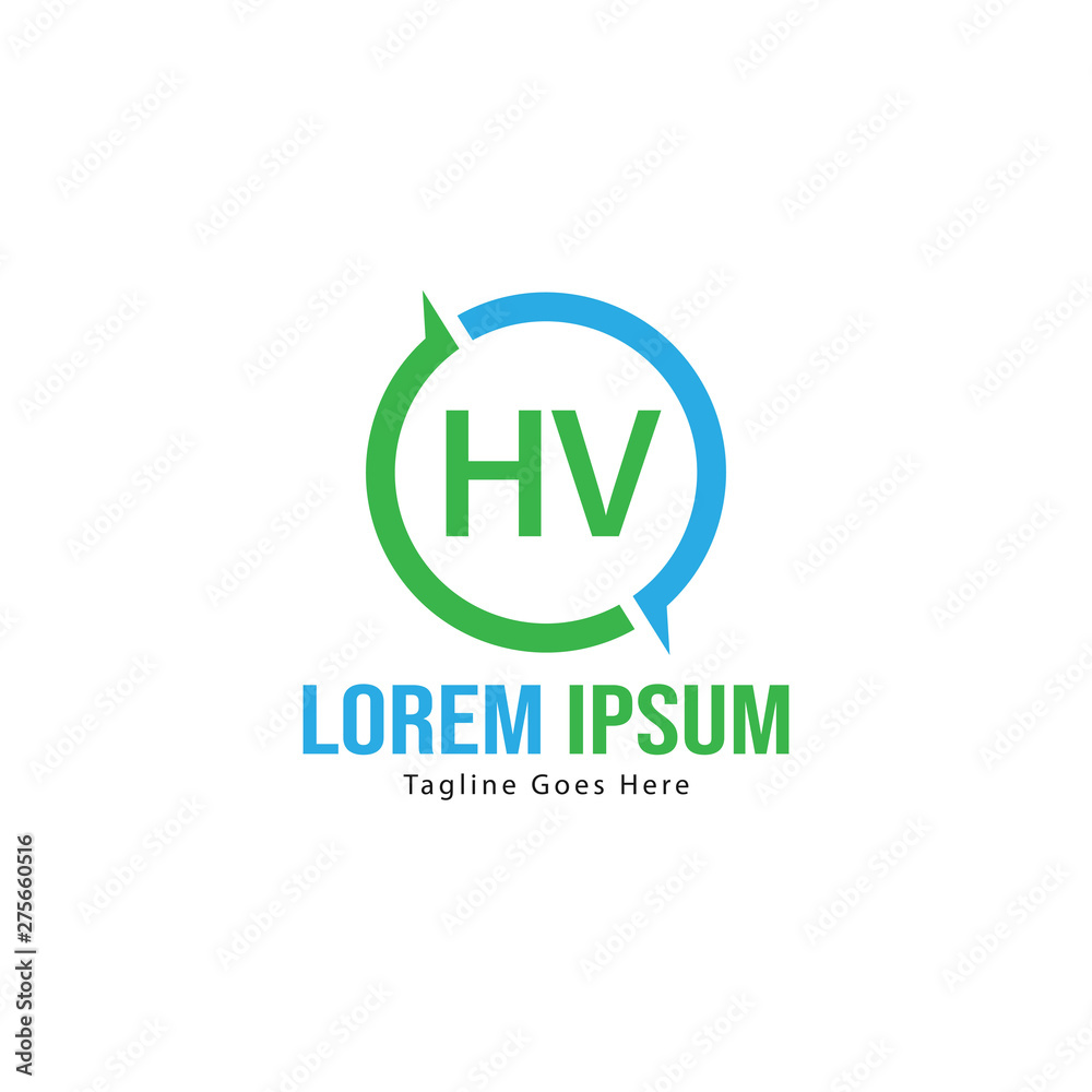 Initial HV logo template with modern frame. Minimalist HV letter logo vector illustration Initial HV logo template with modern frame. Minimalist HV letter logo vector illustration