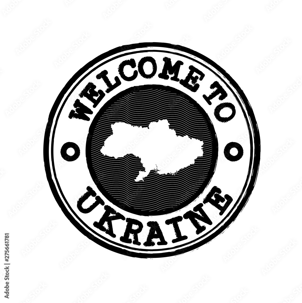 Vector Stamp of welcome to Ukraine with nation map outline in the center. Vector Stamp of welcome to Ukraine with nation map outline in the center.