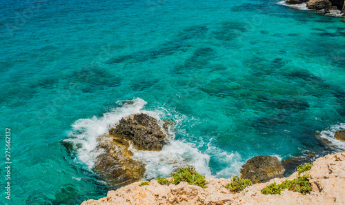  unreal blue and clear sea and rocks off the coast of Ayia Napa  Cyprus