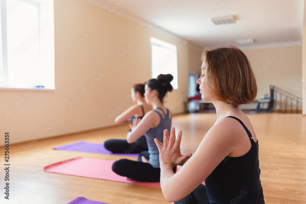custom made wallpaper toronto digitalGroup of young women doing meditation in yoga class