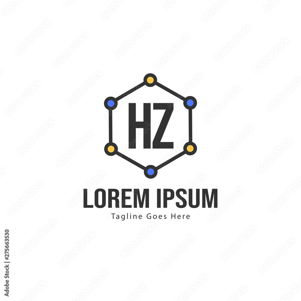 Initial HZ logo template with modern frame. Minimalist HZ letter logo vector illustration Initial HZ logo template with modern frame. Minimalist HZ letter logo vector illustration