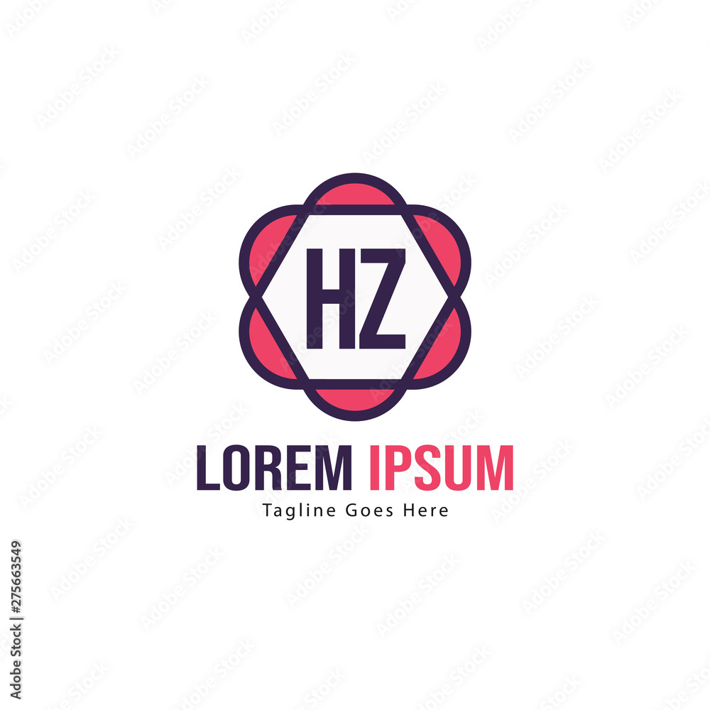 Initial HZ logo template with modern frame. Minimalist HZ letter logo vector illustration Initial HZ logo template with modern frame. Minimalist HZ letter logo vector illustration