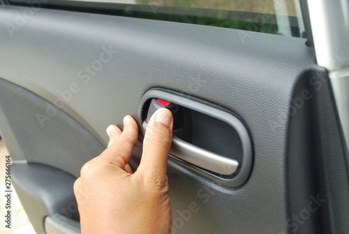 Car door opening. Car accessories and parts. © Thitimon