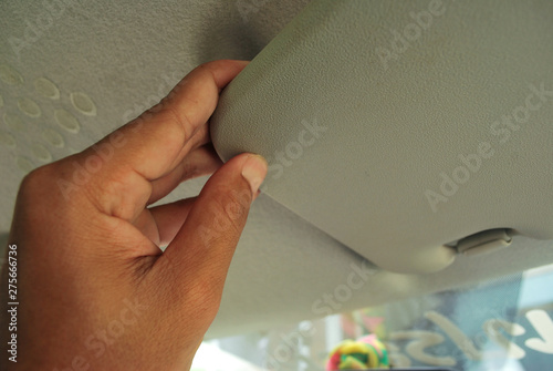 Car sun visor.The sunscreen helps to enter the car's eyes. photo