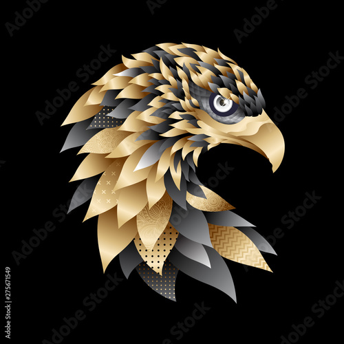 Royal Golden Eagle isolated vector Illustration with golden feathers