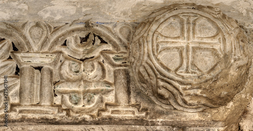 Détail du porche de l'église de Makrinitsa, Grèce