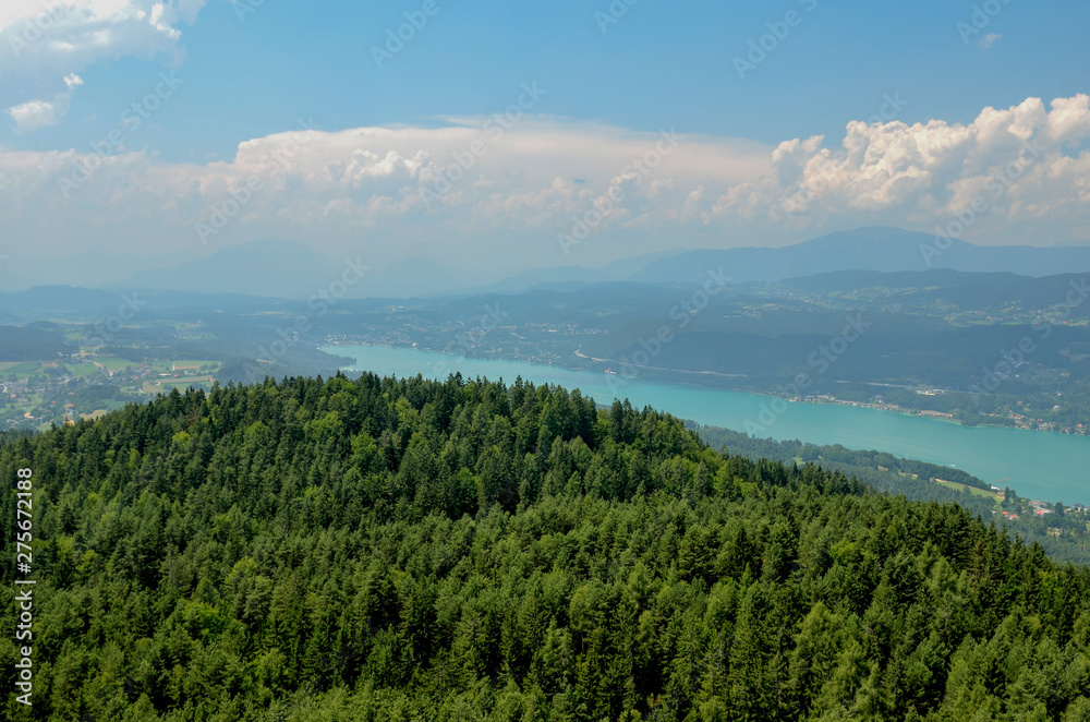Fototapeta premium Pyramidenkogel, view of the Lake Worthersee, Carinthia, Austria