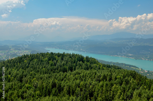 Pyramidenkogel, view of the Lake Worthersee, Carinthia, Austria