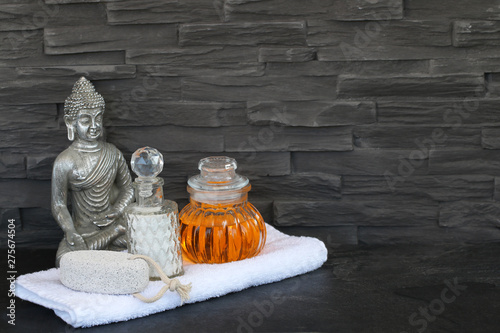 Buddha with wellness items