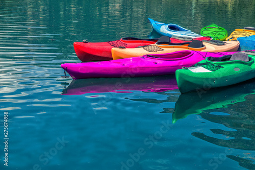 Kayak school in a lake in the Pyrenees of Spain photo