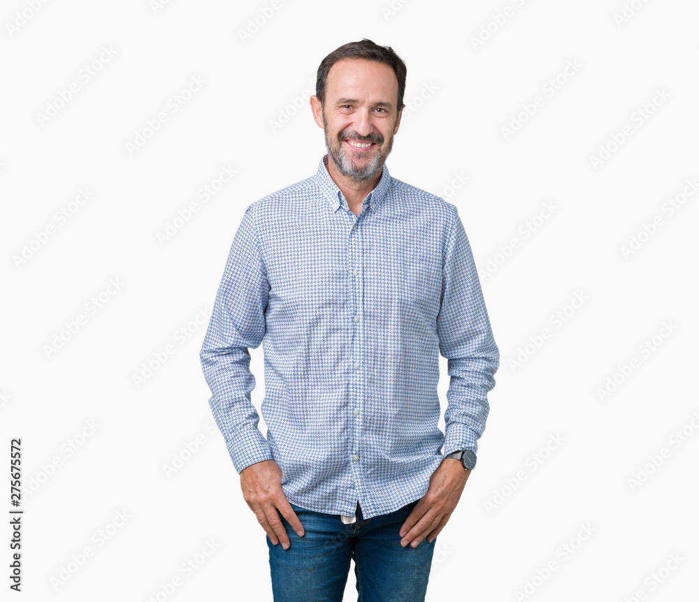 Handsome middle age elegant senior man over isolated background with a happy and cool smile on face. Lucky person. Handsome middle age elegant senior man over isolated background with a happy and cool smile on face. Lucky person.