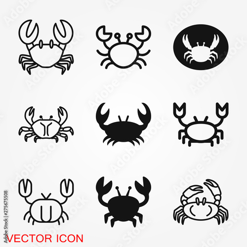 Crab vector icon. crab sign on background photo