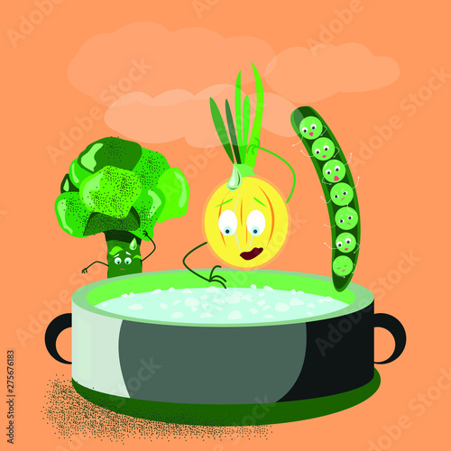 Vegetables are prepared to be cooked