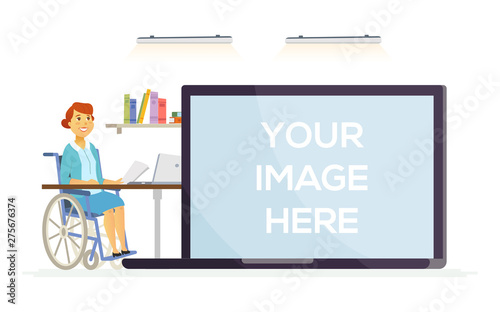 Disabled worker - modern cartoon people character illustration