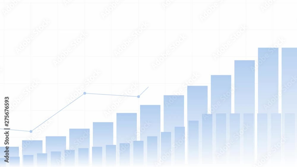 Pan shot of financial stock market with moving up bar chart on white color background Pan shot of financial stock market with moving up bar chart on white color background
