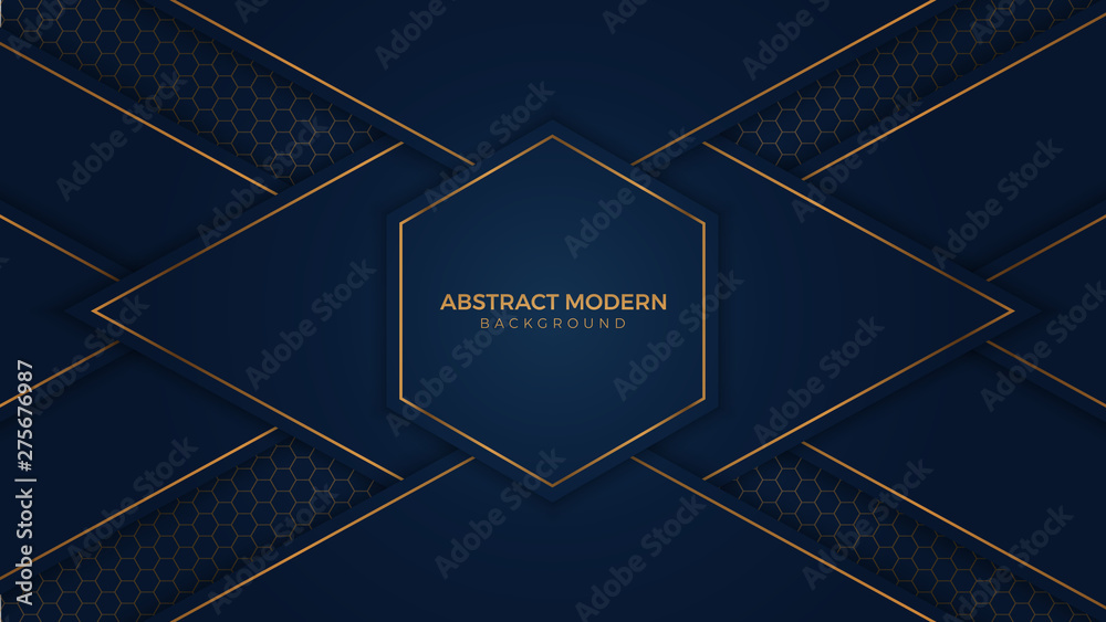 Abstract Luxury Dark Blue Background with gold