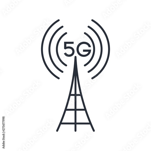 5G Technology. Broadcasting . Vector linear icon for web design. White background.
