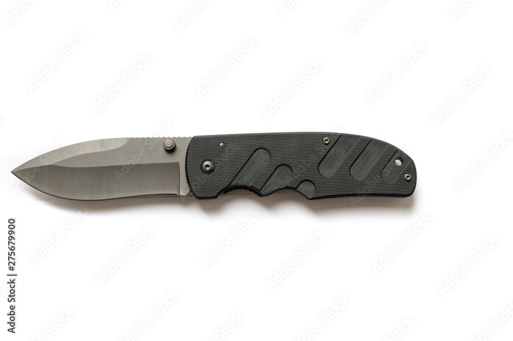 Knife with a rounded blade. Plastic handle. Handle with grooves under the fingers. Knife with a rounded blade. Plastic handle. Handle with grooves under the fingers.
