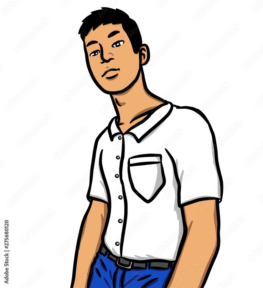 Fototapeta premium cartoon cute boy on white background