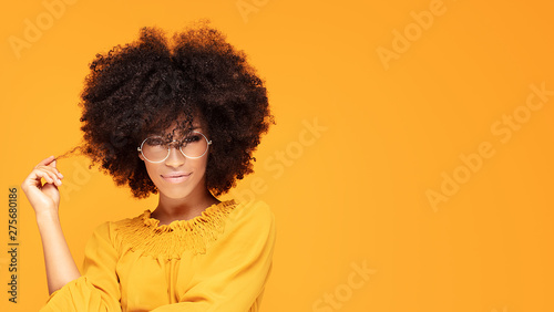 Happy afro woman with beautiful smile.