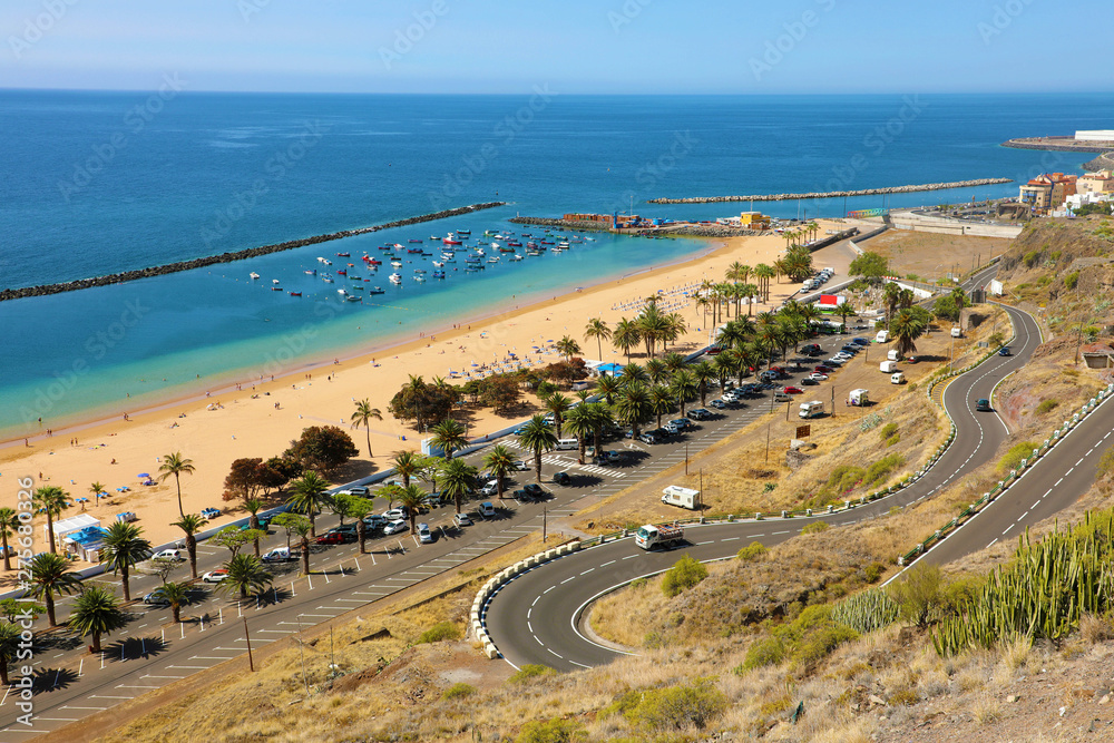Panoramic view of Las Teresitas Beach, Tenerife, Spain