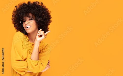 Happy afro woman with beautiful smile.