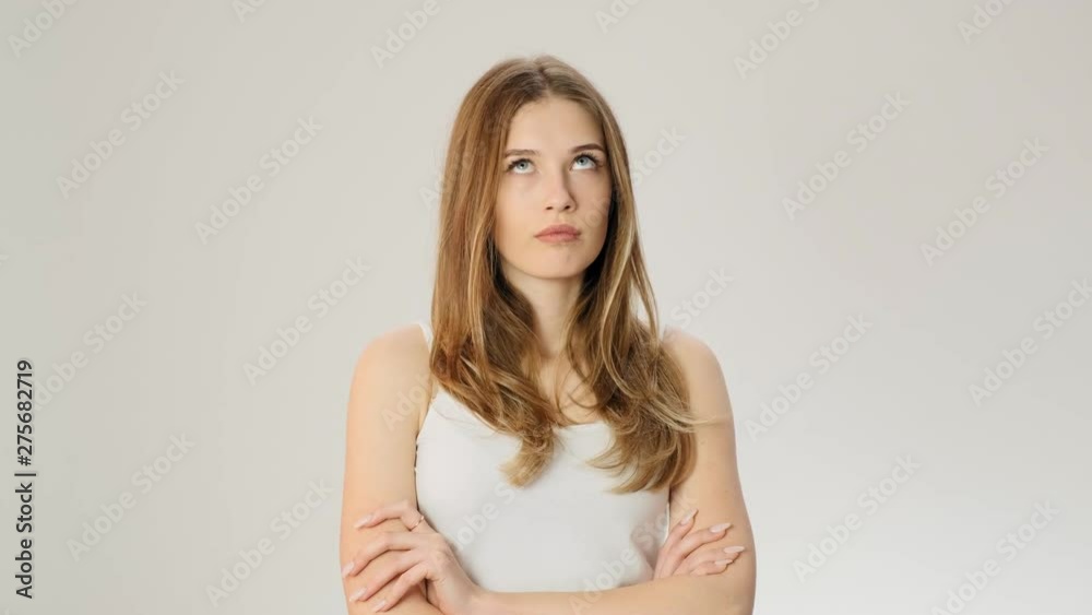 Arrogant blue-eyes woman shows her bad attitude slow motion Arrogant blue-eyes woman shows her bad attitude slow motion