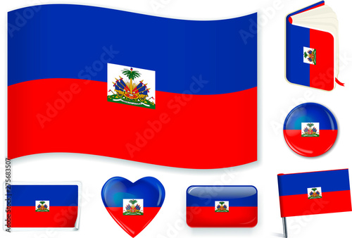 Free Download Haiti flag wave, book, circle, pin, button, heart and sticker. - GFXLoad