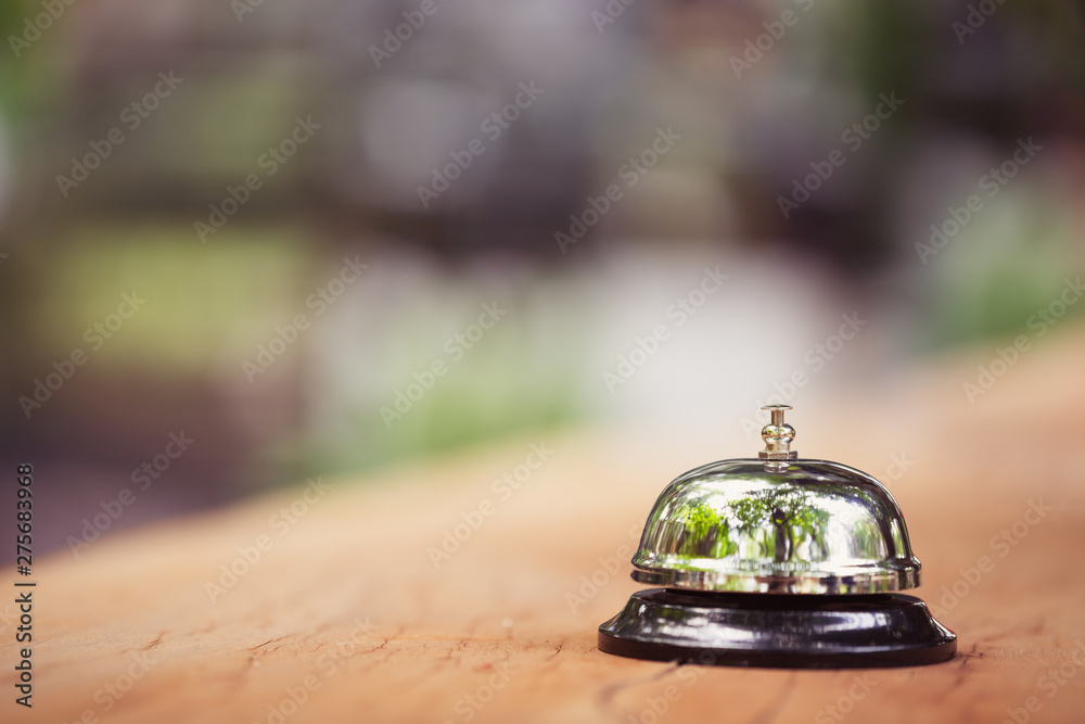 Bell metal with empty blurred background of service