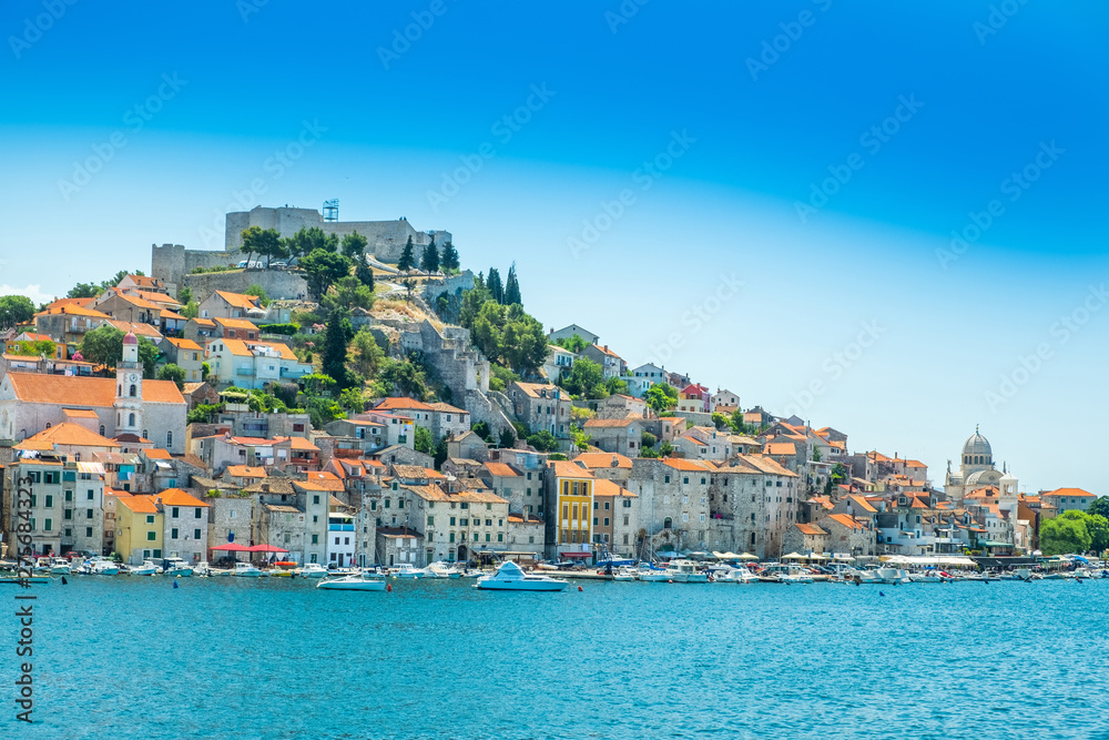 The old town of Sibenik on the Adriatic coast in Dalmatia, Croatia, famous tourist destination