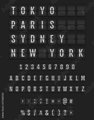 Set of letters on a mechanical timetable.