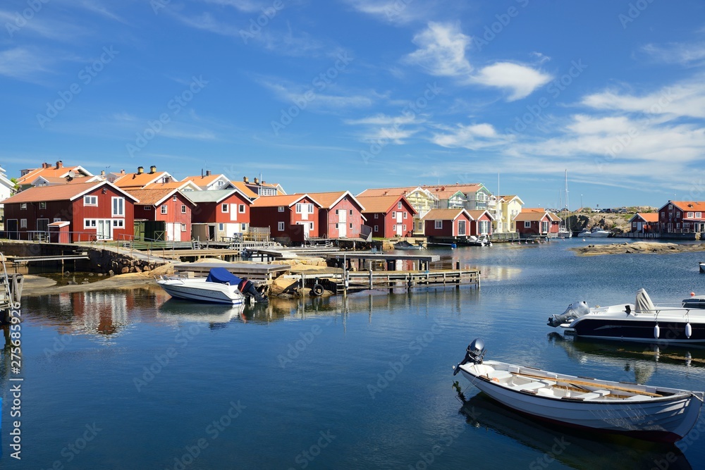 Beautiful landscape view of fishing houses at Kungshamn