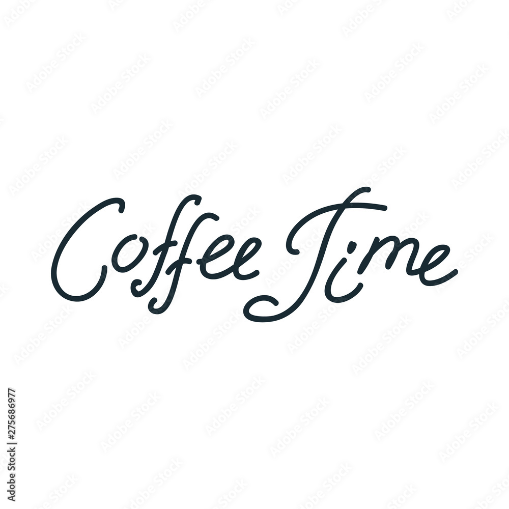 Coffee time. Handwritten lettering. Can be used for menu, logo or flyer. Vector 8 EPS. Coffee time. Handwritten lettering. Can be used for menu, logo or flyer. Vector 8 EPS.