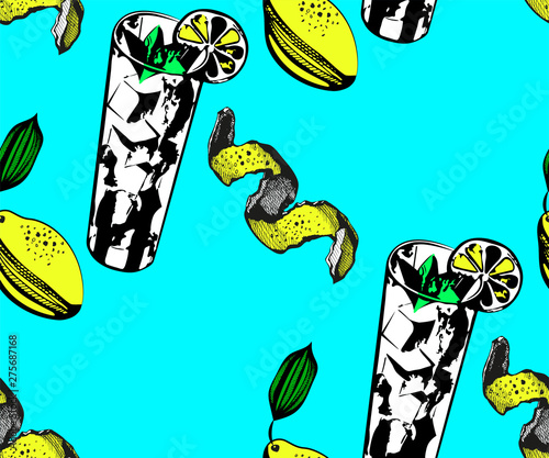 Vector lemon decoration seamless pattern, colorful design, vector illustration