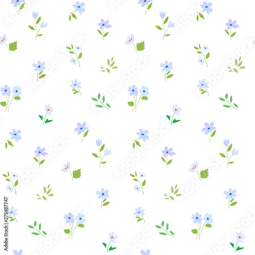 Blue wildflowers seamless pattern