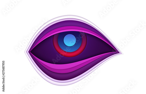 Abstract eye logo. Vector illustration, paper art style.