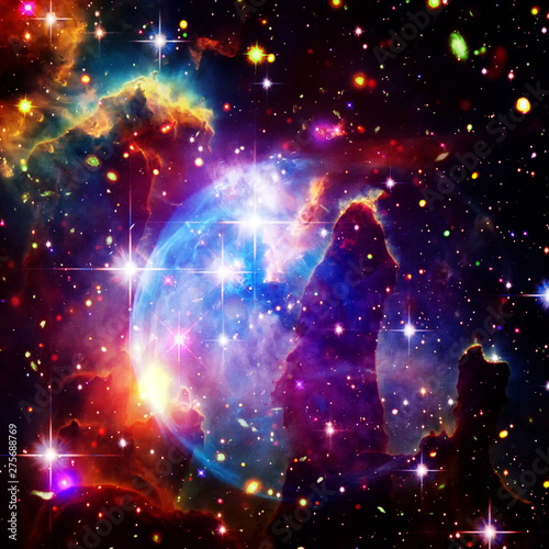 Remarkable galaxy. Stars, nebula, space gas. The elements of this image furnished by NASA.