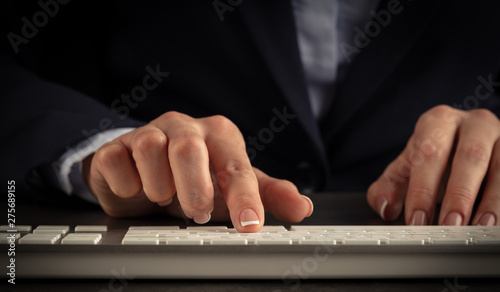 Fototapeta Naklejka Na Ścianę i Meble -  Business woman typing on keyboard
