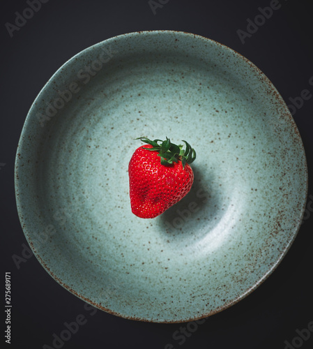 Fresh Strawberry in Green Bowl